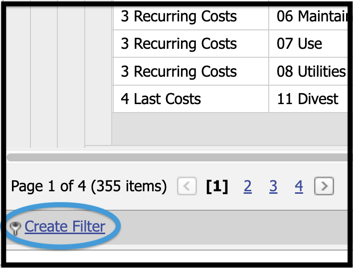 Create Filter link in TCO Data tab