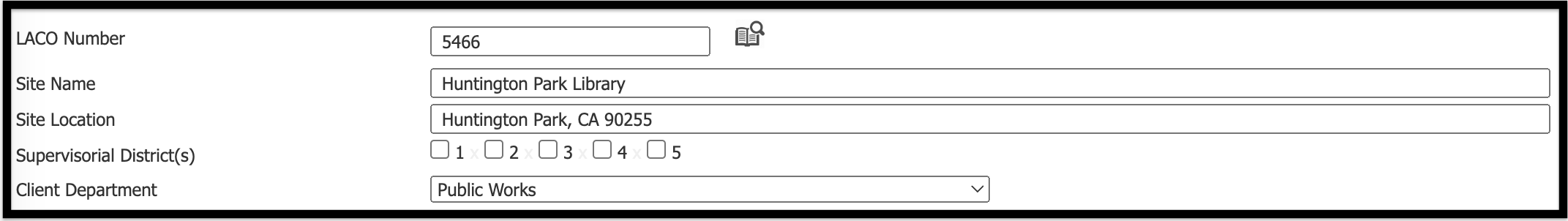 sample text in Building Selection form