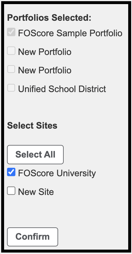 Site selection step in Project Planning Tool