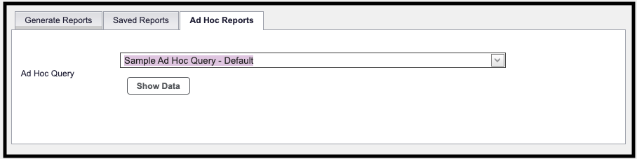 sample report from Ad Hoc Query dropdown menu