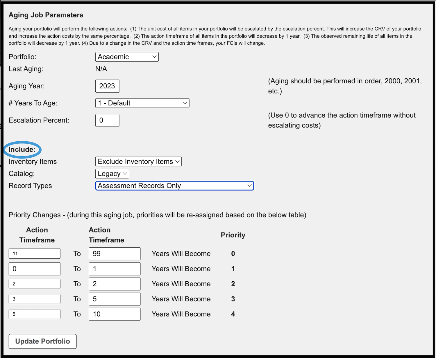 Lifecycle Management screen highlighting Inventory Items