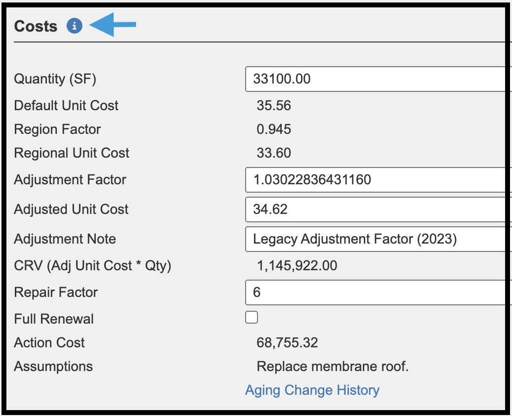 Assessment record showing Adjustment Factor with link to wiki highlighted