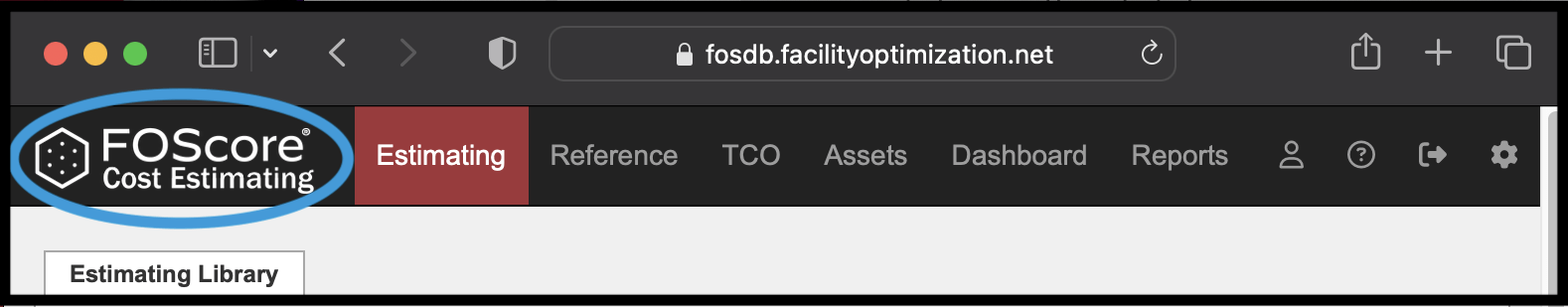 FOScore Cost Estimating module navigation