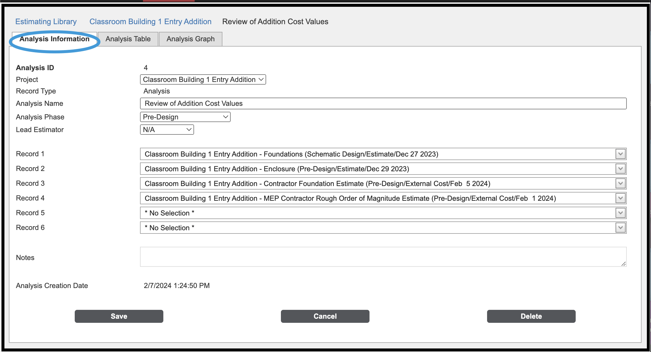 Analysis Information tab highlighted