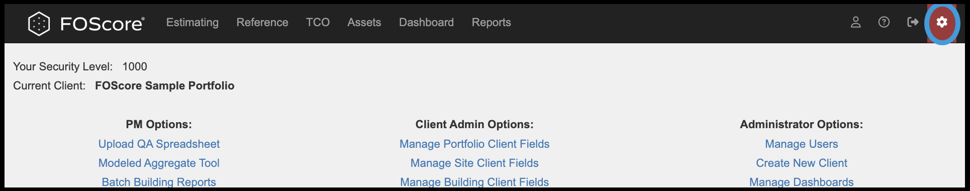 Admin module highlighted on navigation bar