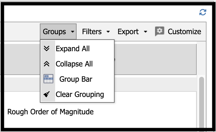 Data Management options highlighted, showing groups dropdown

