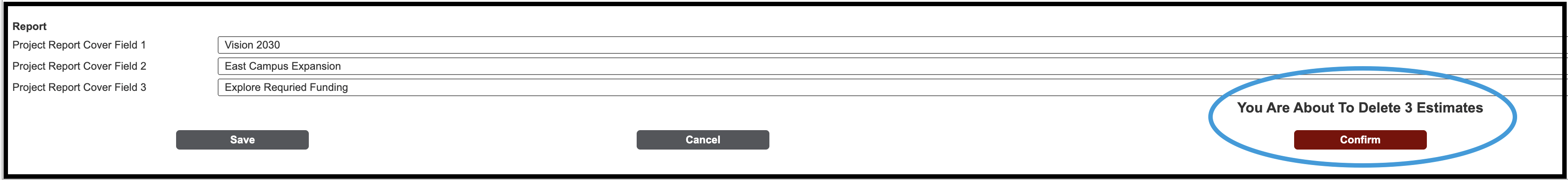 Confirmation to delete Project Information and associated files