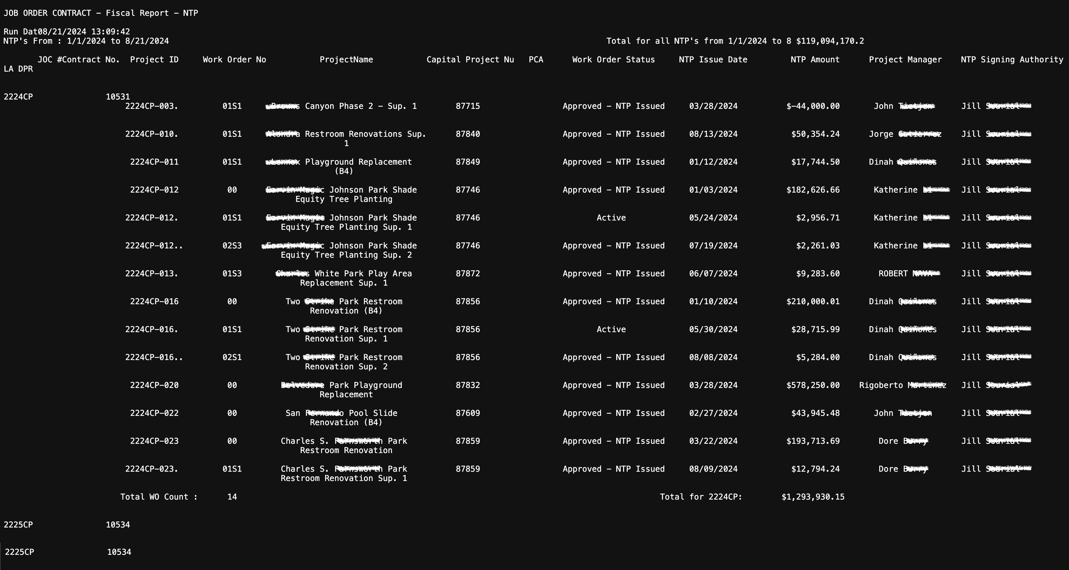 Sample report in text file format